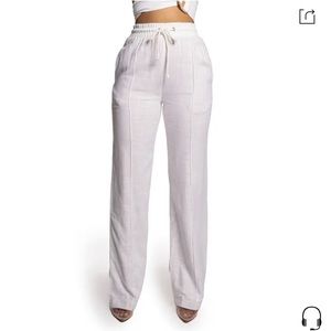 JLUXLABEL white linen drawstring pants